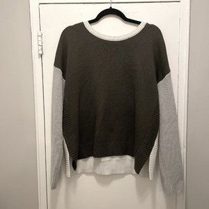 Tahari XL Color Block Green Knit Sweater